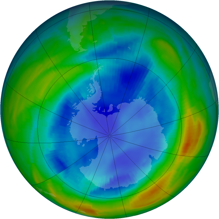 Antarctic ozone map for 23 August 1997